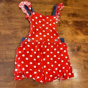 Matilda Jane red white blue polka dot floral romper overall shorts jumper size 8